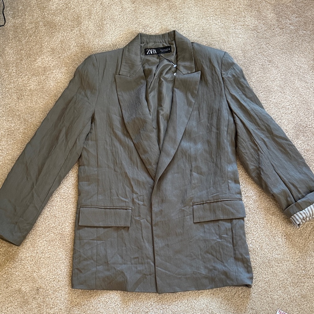 Zara Women's Muted Green Long Blazer. Size M. New other
